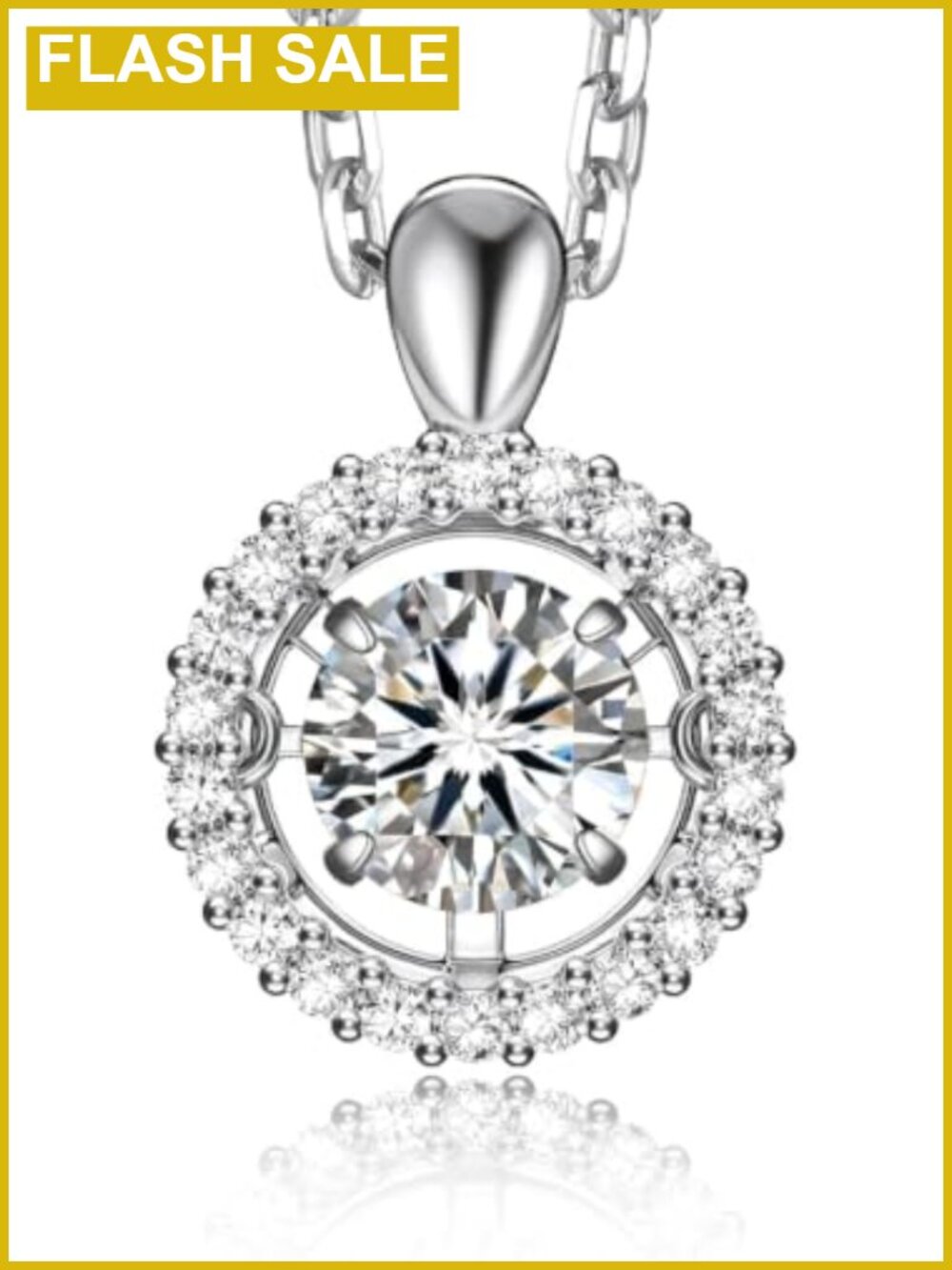 Moissanite Pendant Necklace 1 Carat Sterling Silver Halo